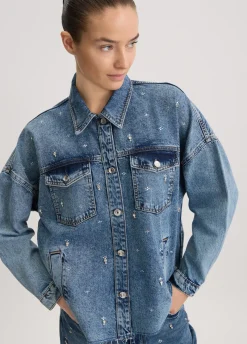 Liu Jo Chaqueta vaquera con strass-Mujer Chaquetas
