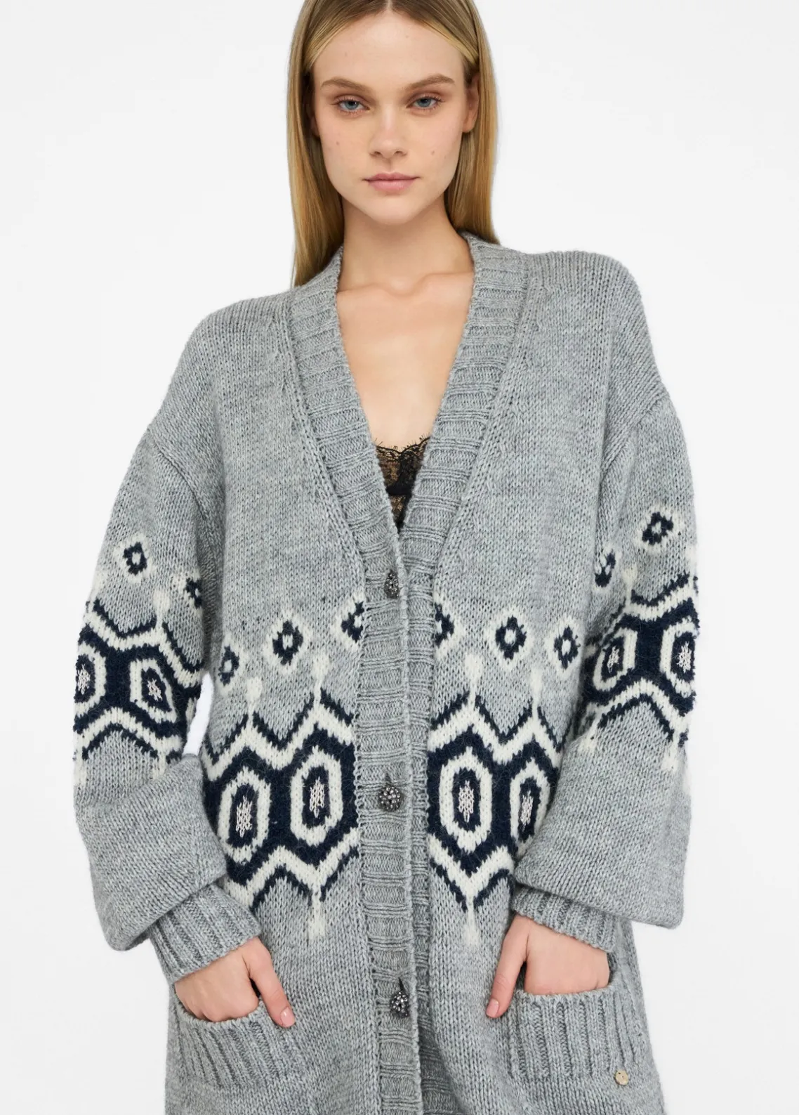 Liu Jo Cárdigan de jacquard de alpaca y lana-Mujer Cárdigans Y Jerséis