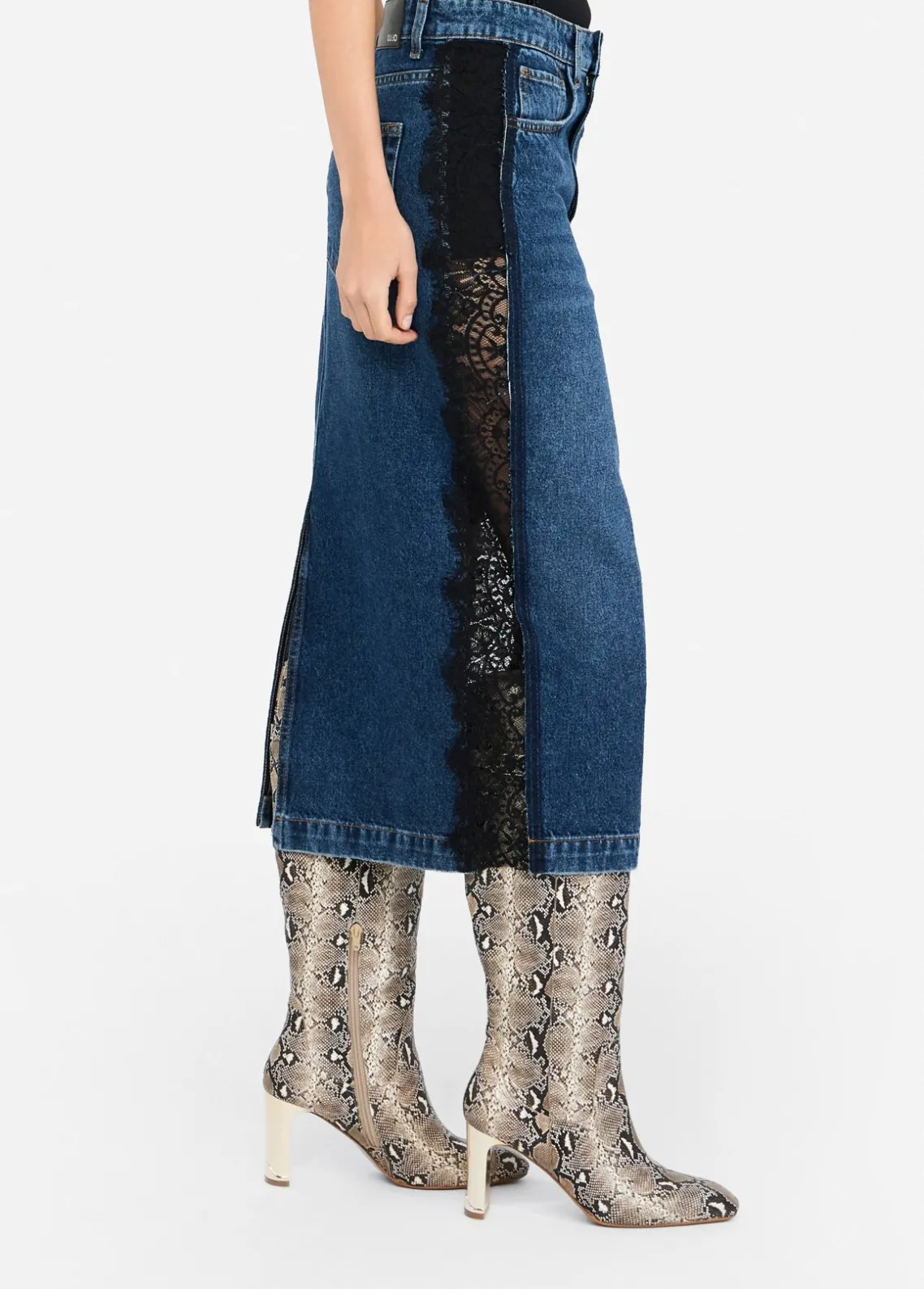 Liu Jo Falda de denim con encaje-Mujer Faldas