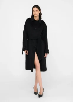 Liu Jo Gabardina de lana con flecos-Mujer Abrigos Y Chalecos