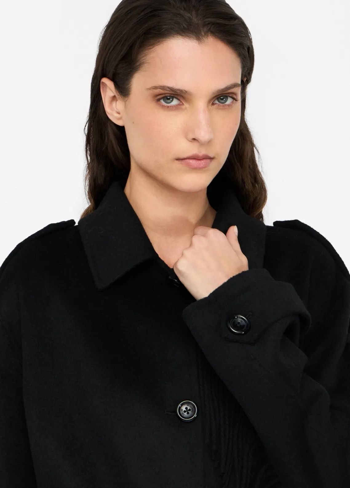 Liu Jo Gabardina de lana con flecos-Mujer Abrigos Y Chalecos