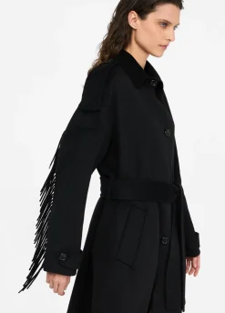 Liu Jo Gabardina de lana con flecos-Mujer Abrigos Y Chalecos