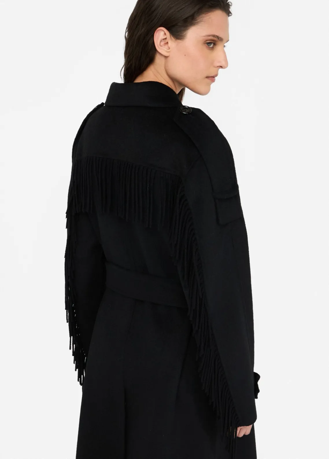 Liu Jo Gabardina de lana con flecos-Mujer Abrigos Y Chalecos