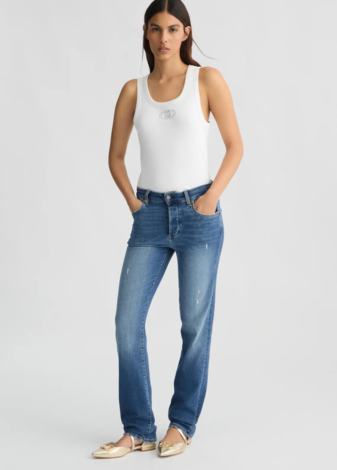 Liu Jo Jeans rectos de tiro alto-Mujer Vaqueros Rectos