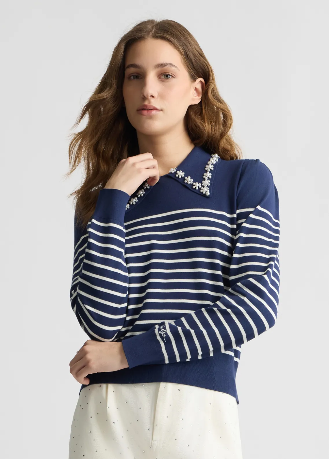 Liu Jo Jersey a rayas con cuello-Mujer Cárdigans Y Jerséis