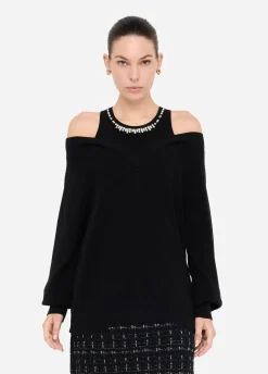 Liu Jo Jersey con bordados de pedrería-Mujer Cárdigans Y Jerséis