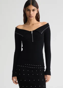 Liu Jo Jersey con cremallera y tachuelas-Mujer Cárdigans Y Jerséis