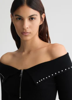 Liu Jo Jersey con cremallera y tachuelas-Mujer Cárdigans Y Jerséis