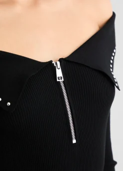 Liu Jo Jersey con cremallera y tachuelas-Mujer Cárdigans Y Jerséis