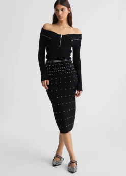 Liu Jo Jersey con cremallera y tachuelas-Mujer Cárdigans Y Jerséis