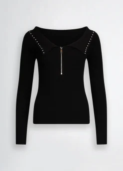 Liu Jo Jersey con cremallera y tachuelas-Mujer Cárdigans Y Jerséis