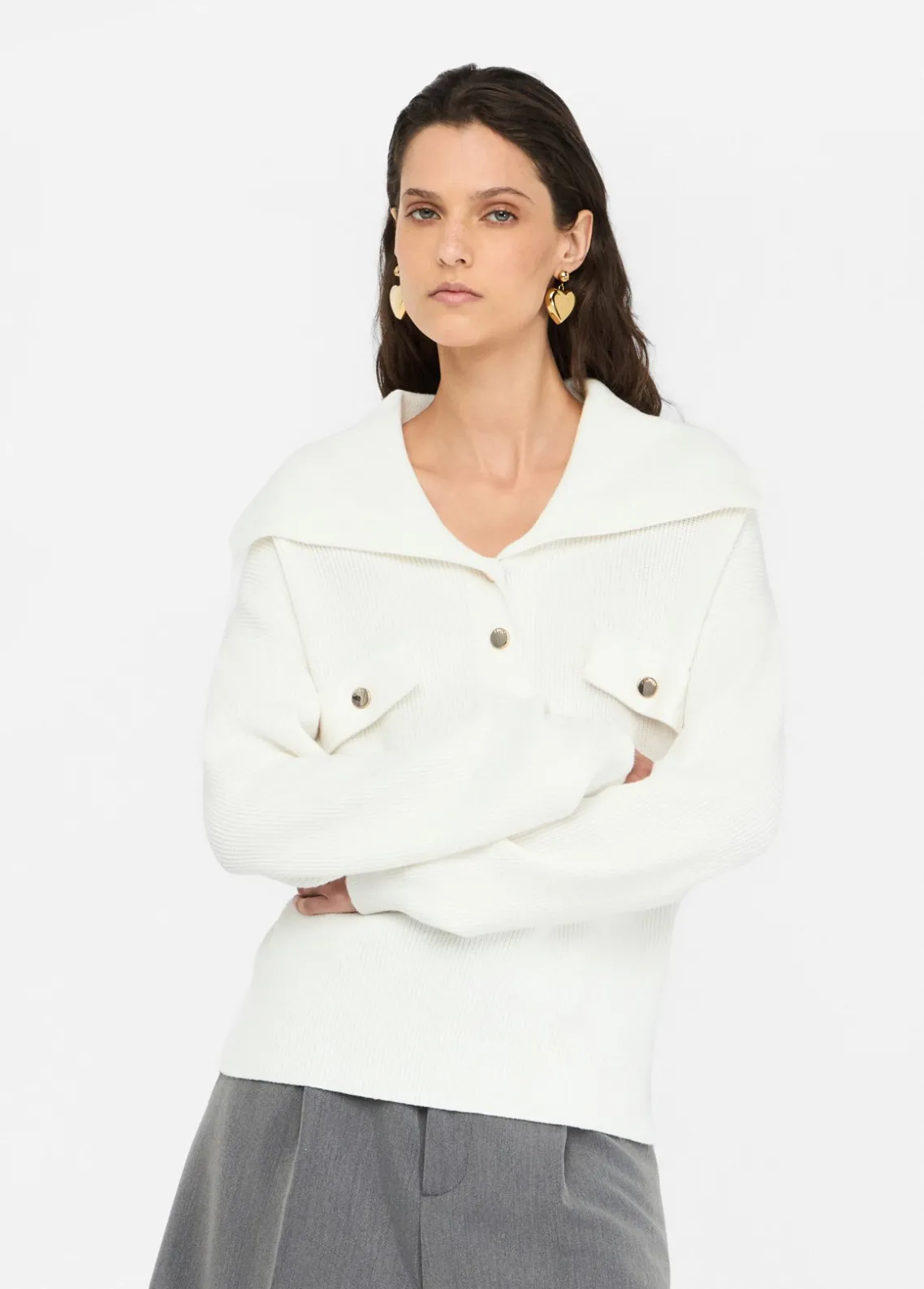 Liu Jo Jersey con cuello de gran tamaño-Mujer Cárdigans Y Jerséis