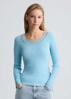 Liu Jo Jersey con inserciones de tul-Mujer Ropa Deportiva|Cárdigans Y Jerséis