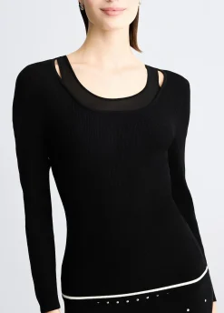 Liu Jo Jersey con inserciones de tul-Mujer Ropa Deportiva|Cárdigans Y Jerséis