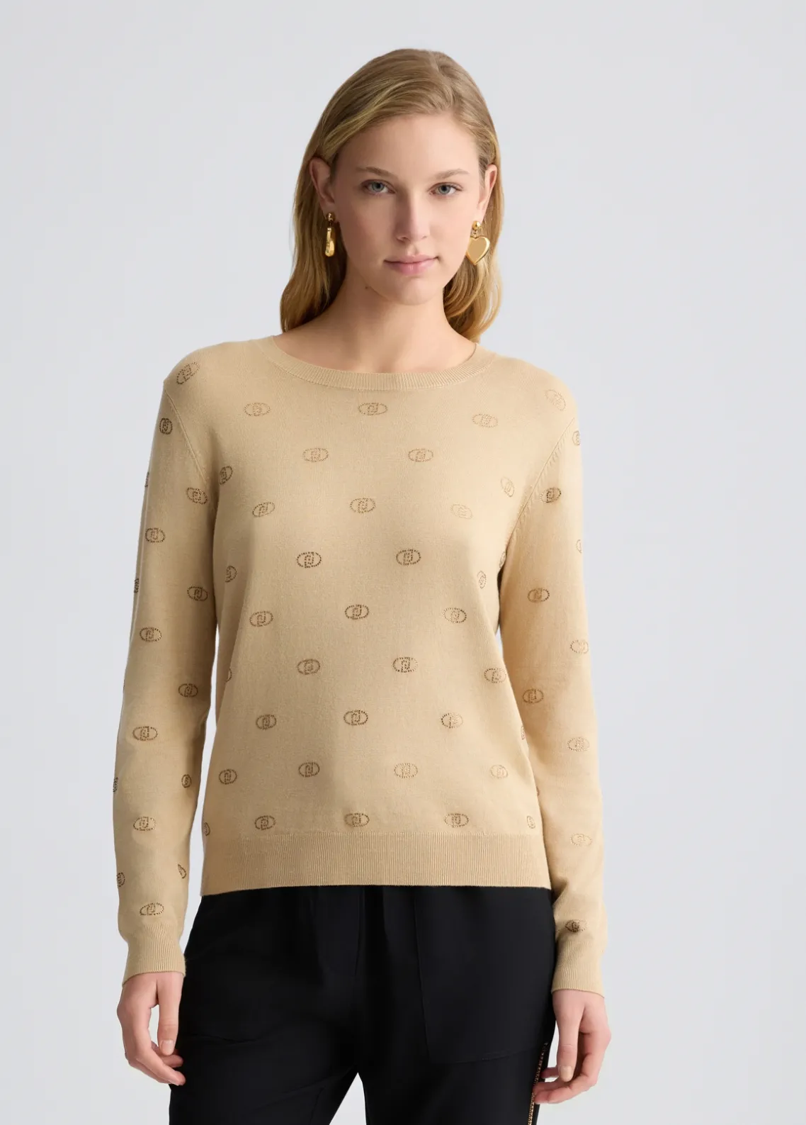 Liu Jo Jersey con logotipo y strass-Mujer Cárdigans Y Jerséis