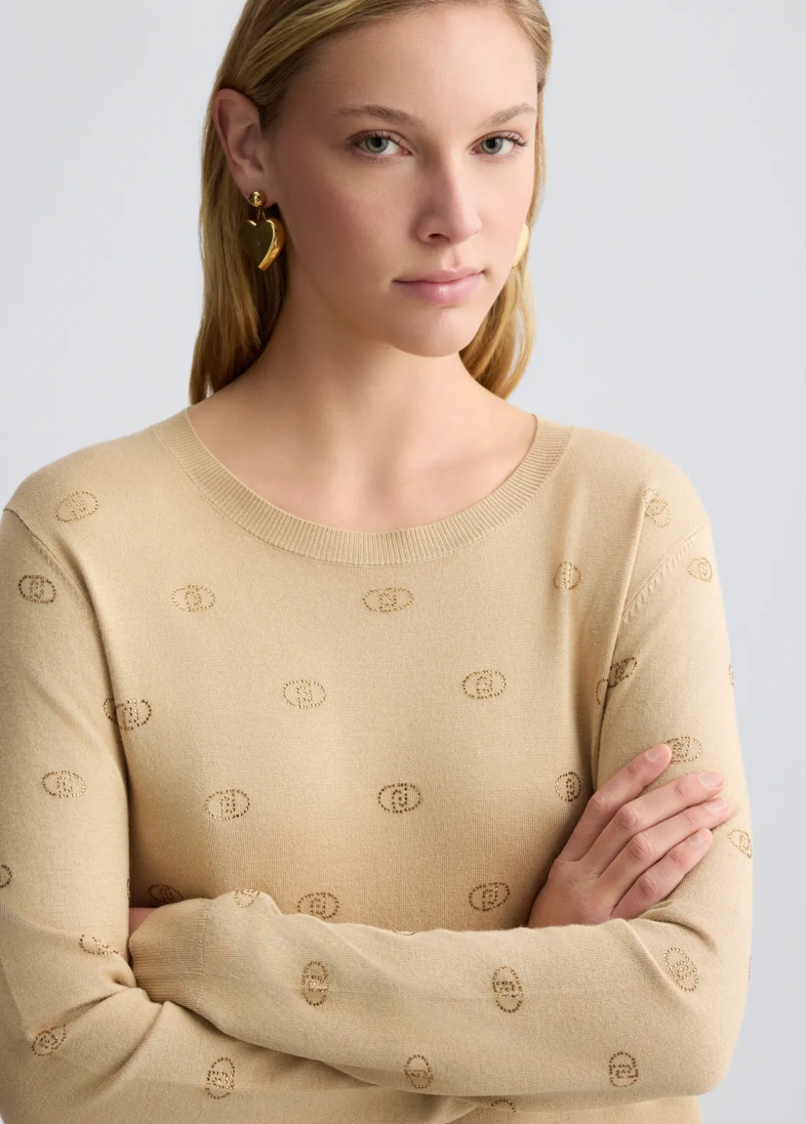 Liu Jo Jersey con logotipo y strass-Mujer Cárdigans Y Jerséis