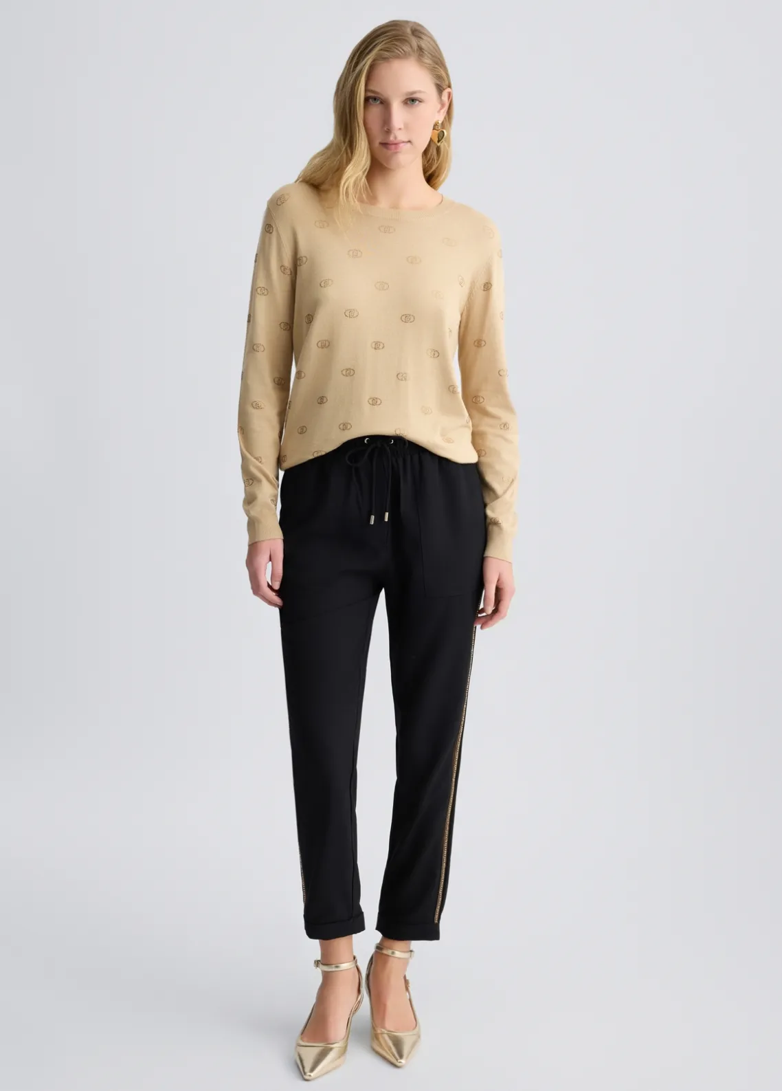 Liu Jo Jersey con logotipo y strass-Mujer Cárdigans Y Jerséis