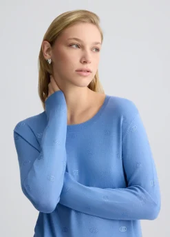 Liu Jo Jersey con logotipo y strass-Mujer Cárdigans Y Jerséis