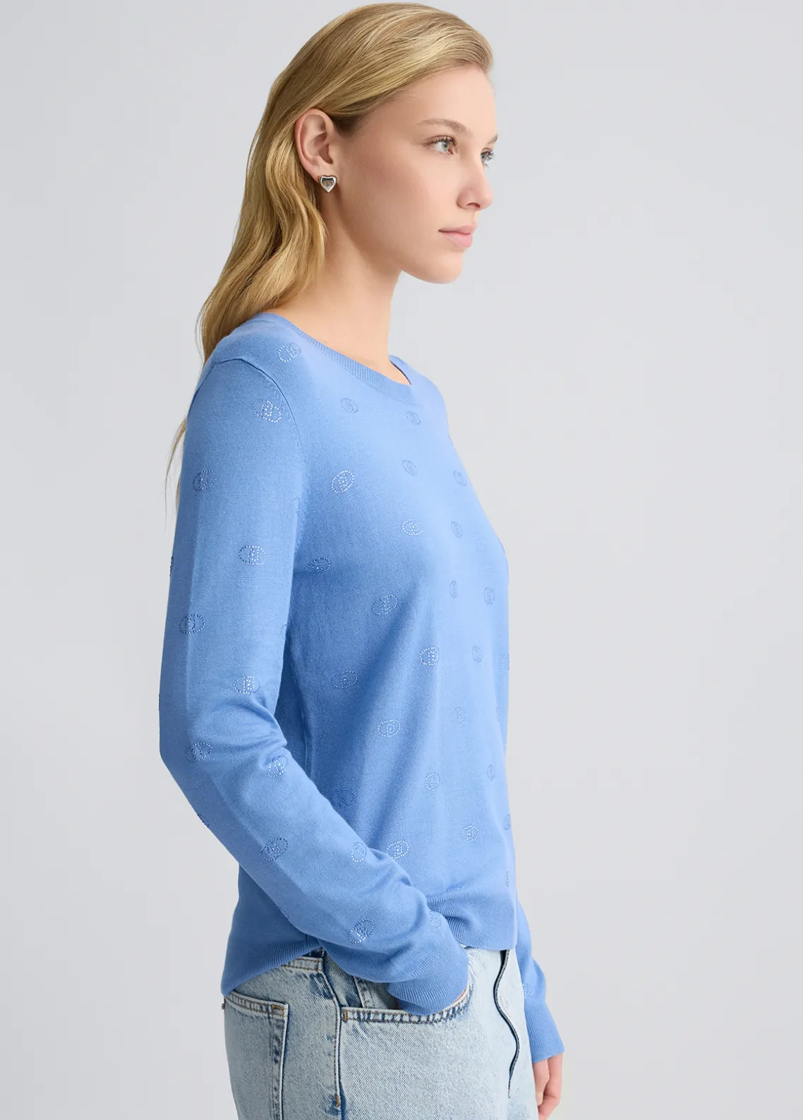 Liu Jo Jersey con logotipo y strass-Mujer Cárdigans Y Jerséis