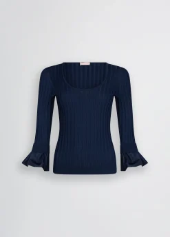 Liu Jo Jersey con mangas con volantes-Mujer Cárdigans Y Jerséis