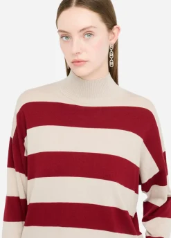 Liu Jo Jersey de cuello alto a rayas de mezcla de lana-Mujer Cárdigans Y Jerséis