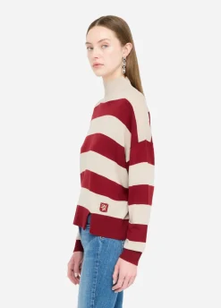 Liu Jo Jersey de cuello alto a rayas de mezcla de lana-Mujer Cárdigans Y Jerséis