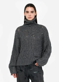 Liu Jo Jersey de cuello alto con pedrería-Mujer Cárdigans Y Jerséis
