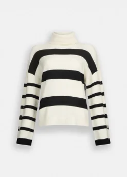 Liu Jo Jersey de cuello alto de 100% lana con botones joya-Mujer Cárdigans Y Jerséis