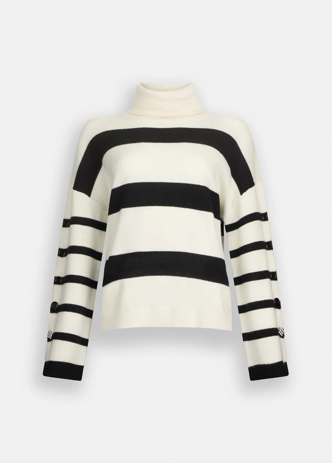 Liu Jo Jersey de cuello alto de 100% lana con botones joya-Mujer Cárdigans Y Jerséis