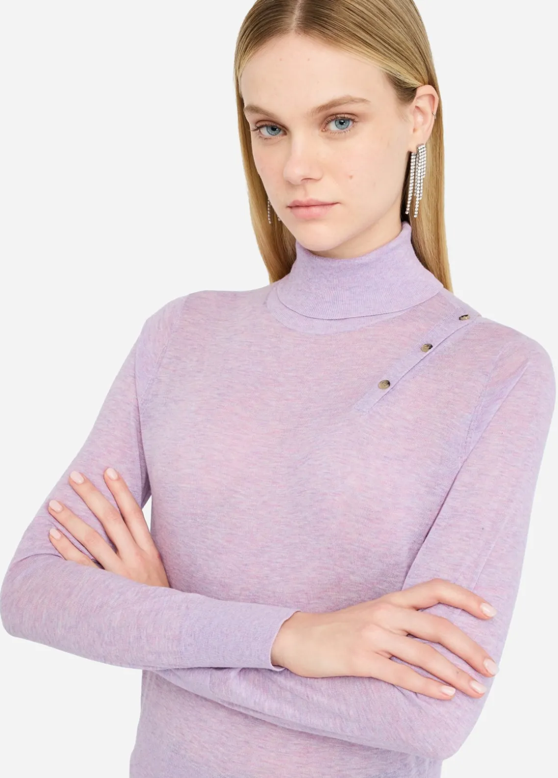 Liu Jo Jersey de cuello alto de algodón y cachemira-Mujer Cárdigans Y Jerséis