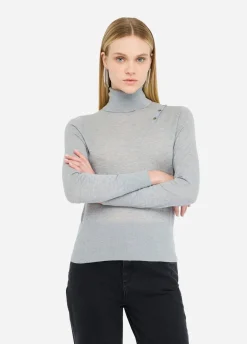 Liu Jo Jersey de cuello alto de algodón y cachemira-Mujer Cárdigans Y Jerséis