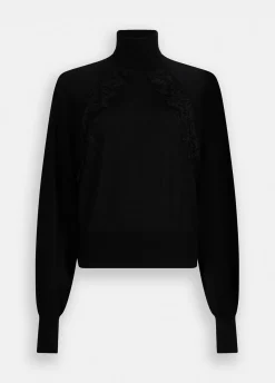 Liu Jo Jersey de cuello alto de lana con encaje-Mujer Cárdigans Y Jerséis