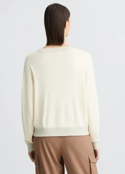 Liu Jo Jersey marfil con cuello de pico-Mujer Cárdigans Y Jerséis