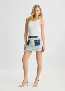 Liu Jo Minifalda de bouclé y denim-Mujer Faldas