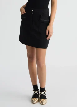 Liu Jo Minifalda de felpa con strass-Mujer Faldas