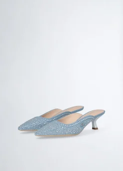 Liu Jo Mules de denim llenos de strass-Mujer Zapatos De Salón