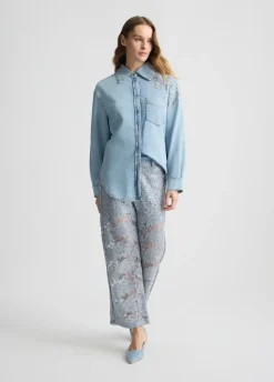 Liu Jo Pantalón acampanado de encaje-Mujer Pantalones
