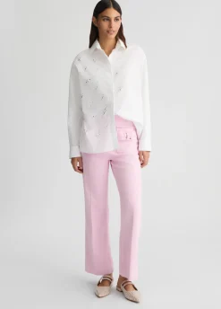 Liu Jo Pantalón acampanado tobillero de algodón-Mujer Pantalones