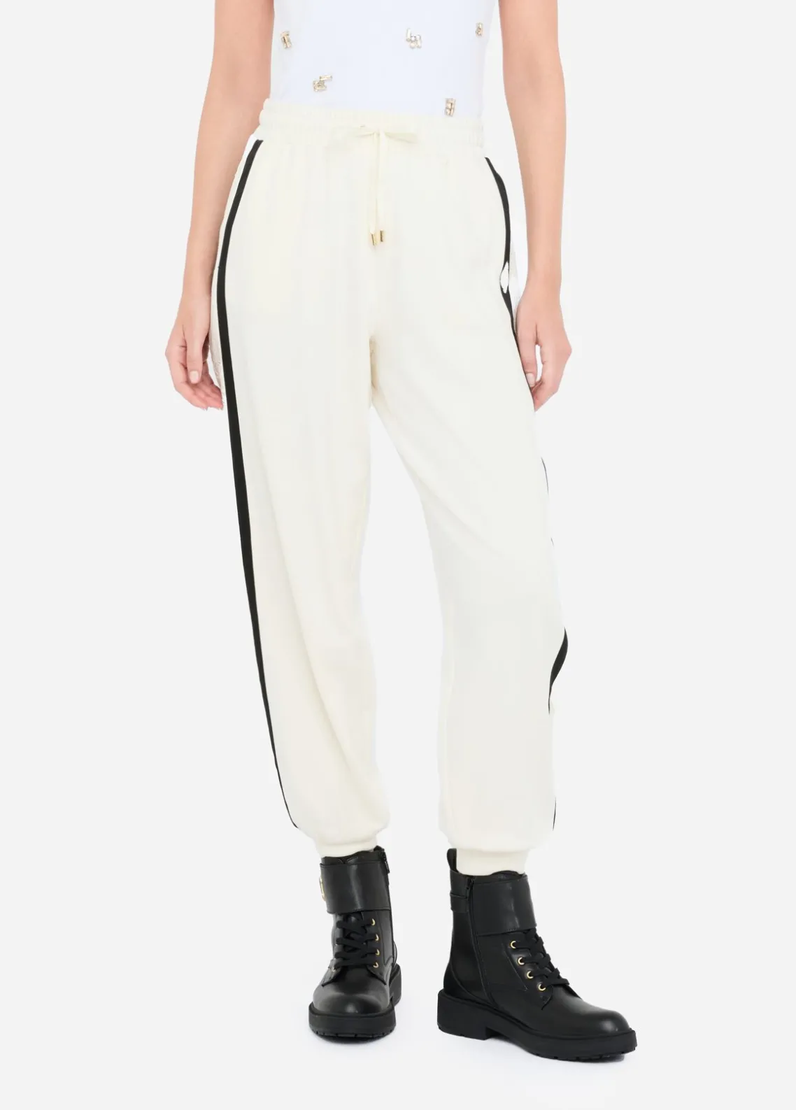 Liu Jo Pantalón de chándal de felpa con encaje-Mujer Ropa Deportiva|Pantalones