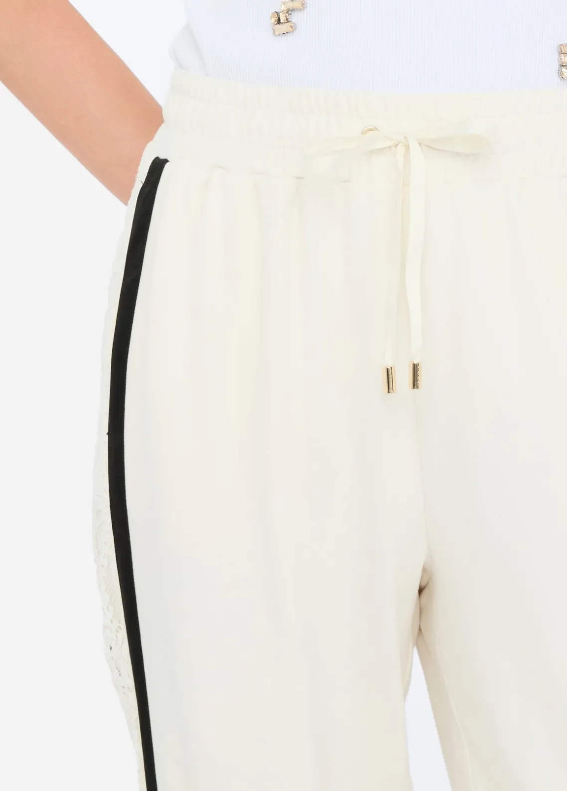 Liu Jo Pantalón de chándal de felpa con encaje-Mujer Ropa Deportiva|Pantalones