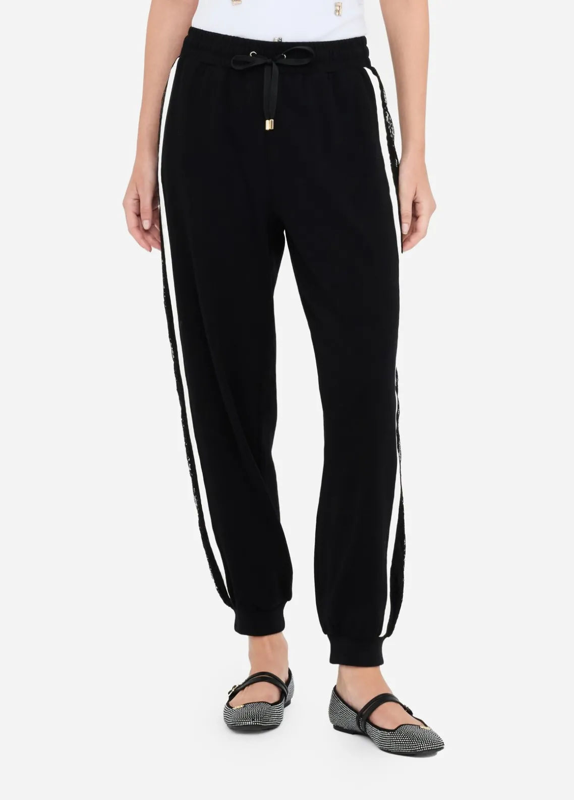 Liu Jo Pantalón de chándal de felpa con encaje-Mujer Ropa Deportiva|Pantalones