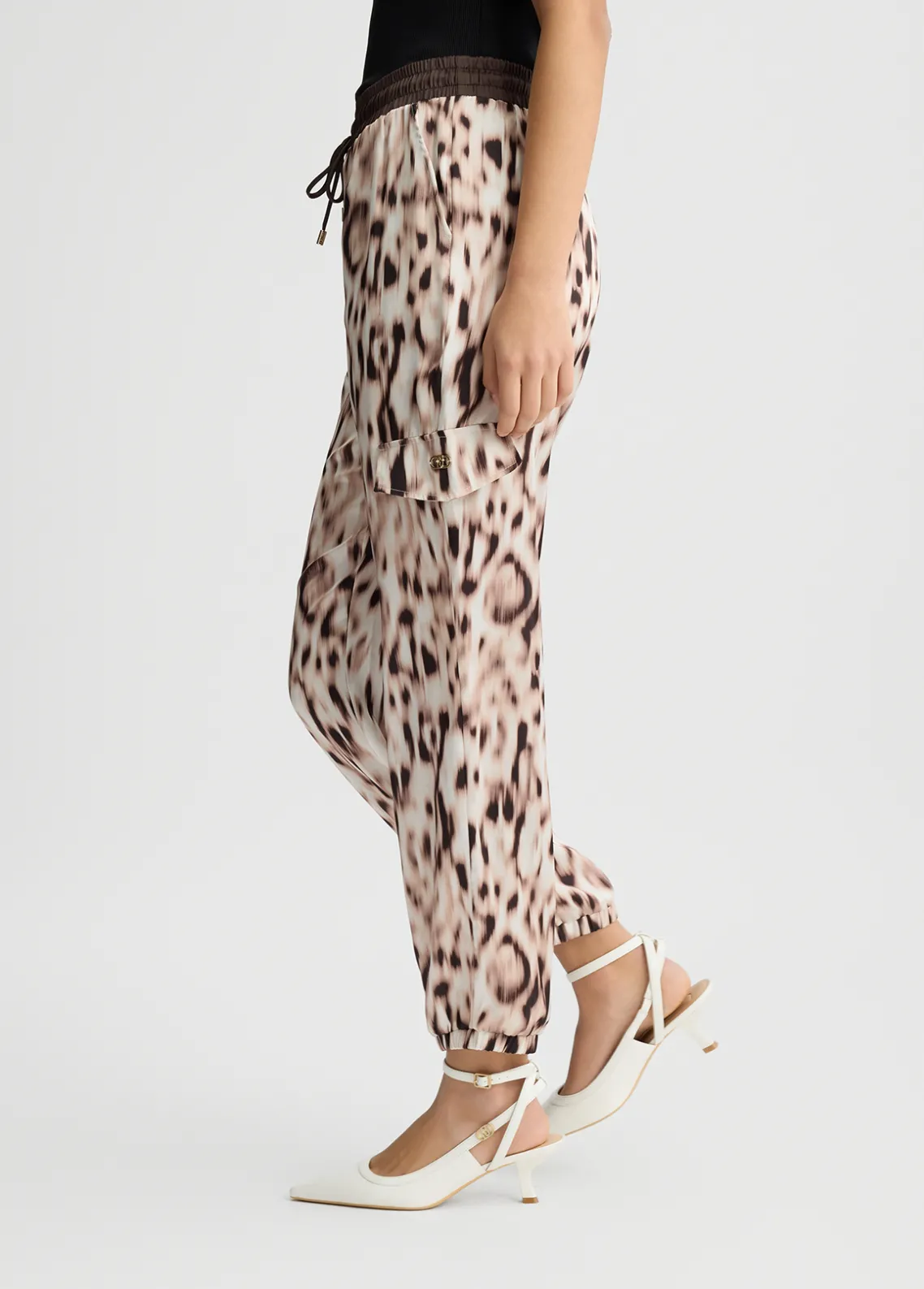 Liu Jo Pantalón de chándal de raso estampado-Mujer Ropa Deportiva|Pantalones