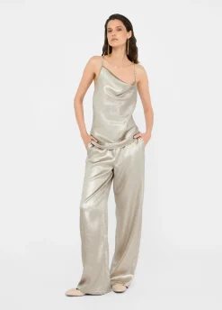 Liu Jo Pantalón de crepé laminado-Mujer Pantalones