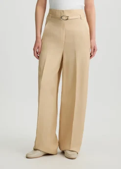 Liu Jo Pantalón de lino con cinturón-Mujer Pantalones