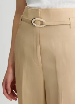 Liu Jo Pantalón de lino con cinturón-Mujer Pantalones