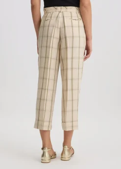 Liu Jo Pantalón de mezcla de lino a cuadros-Mujer Pantalones|Tailleur