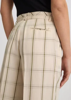 Liu Jo Pantalón de mezcla de lino a cuadros-Mujer Pantalones|Tailleur