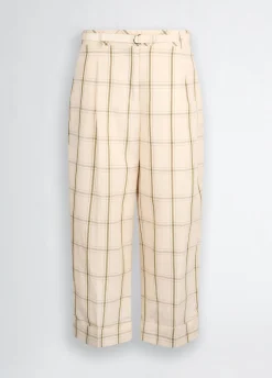 Liu Jo Pantalón de mezcla de lino a cuadros-Mujer Pantalones|Tailleur