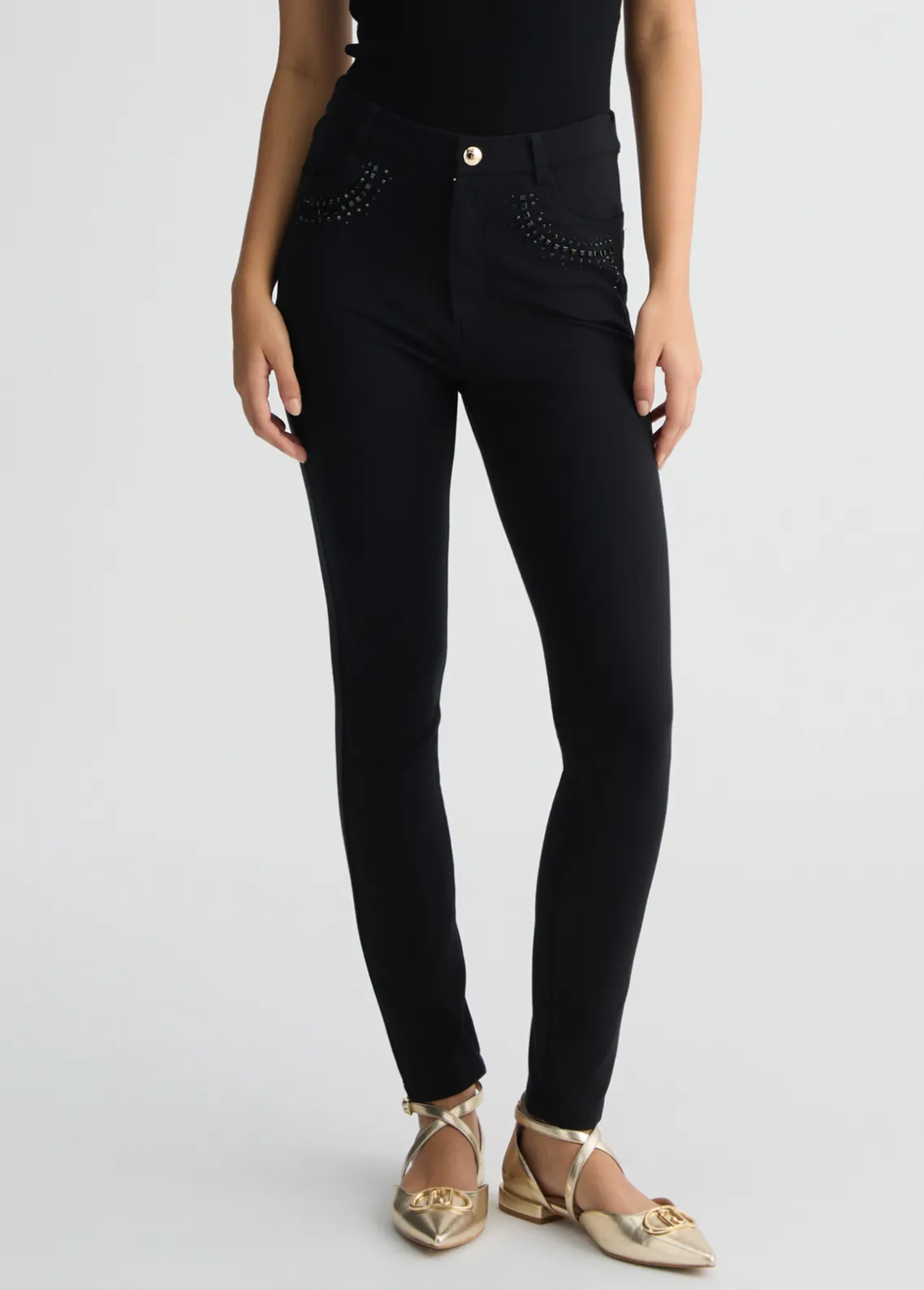 Liu Jo Pantalón de punto con strass-Mujer Ropa Deportiva|Pantalones