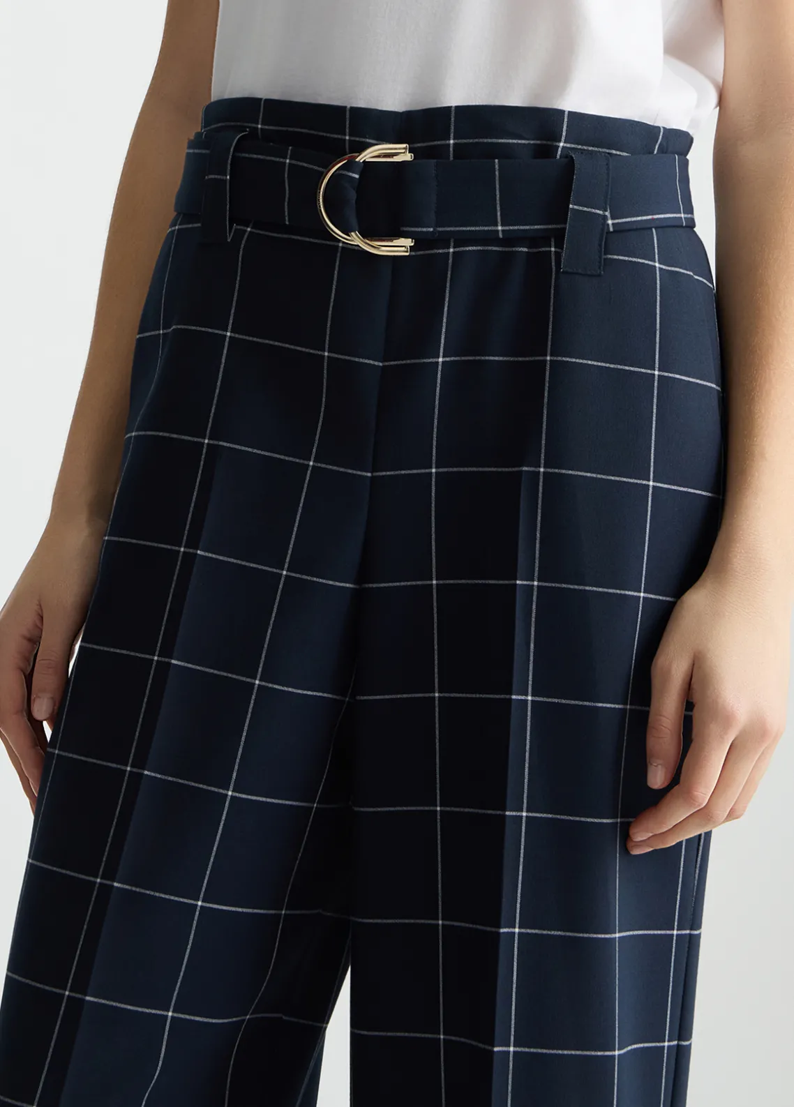 Liu Jo Pantalón de talle alto con estampado de cuadros-Mujer Pantalones|Tailleur